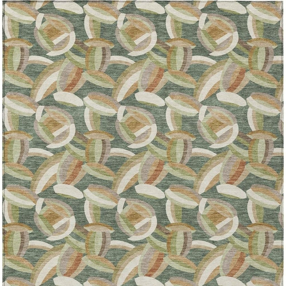 8' X 10' Green And Ivory Abstract Washable Indoor Outdoor Area Rug HomeRoots