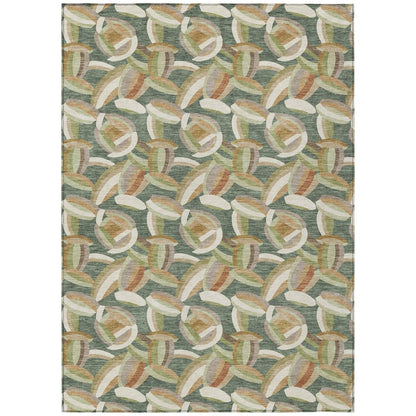 9' X 12' Green And Ivory Abstract Washable Indoor Outdoor Area Rug HomeRoots