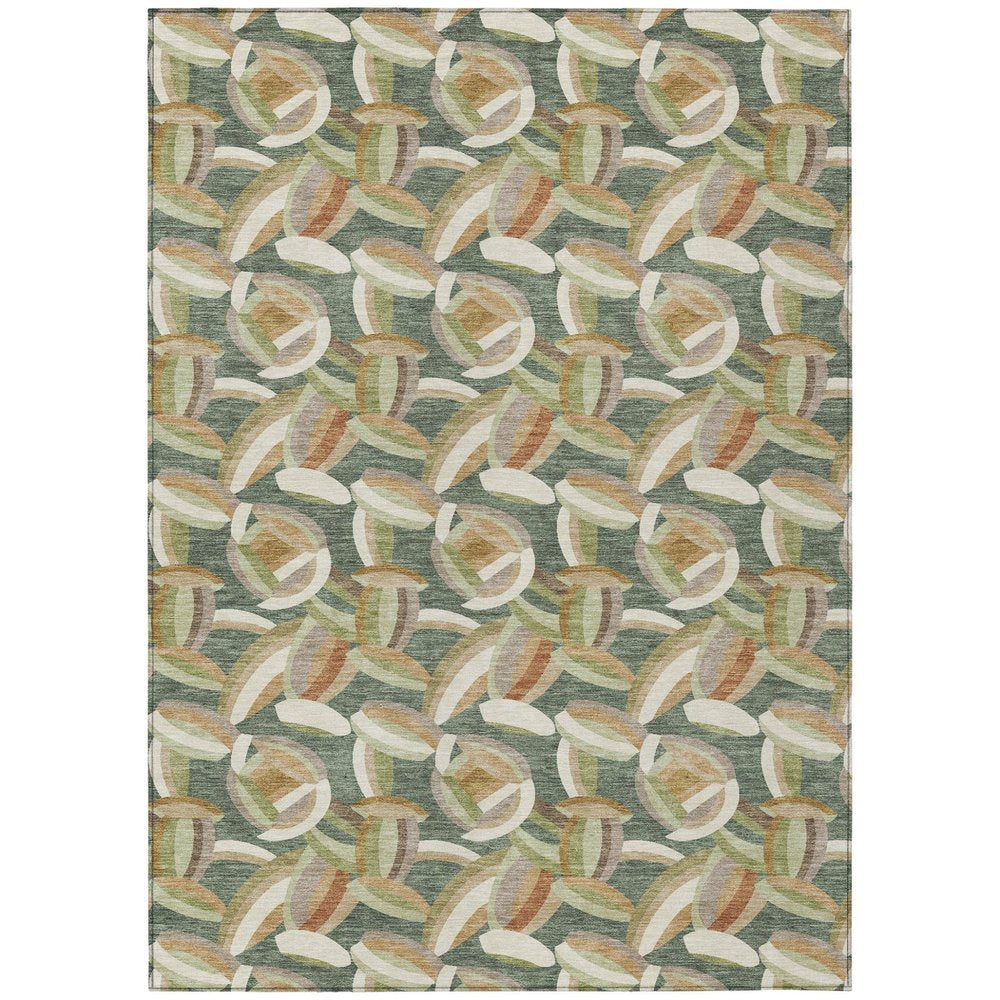 9' X 12' Green And Ivory Abstract Washable Indoor Outdoor Area Rug HomeRoots