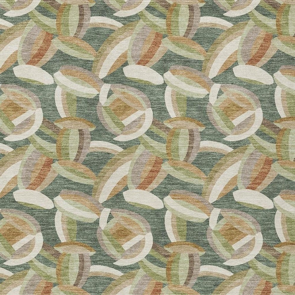 9' X 12' Green And Ivory Abstract Washable Indoor Outdoor Area Rug HomeRoots