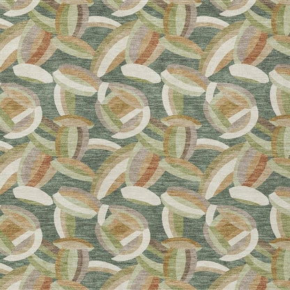 9' X 12' Green And Ivory Abstract Washable Indoor Outdoor Area Rug HomeRoots