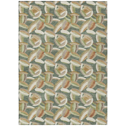10' X 14' Green And Ivory Abstract Washable Indoor Outdoor Area Rug HomeRoots
