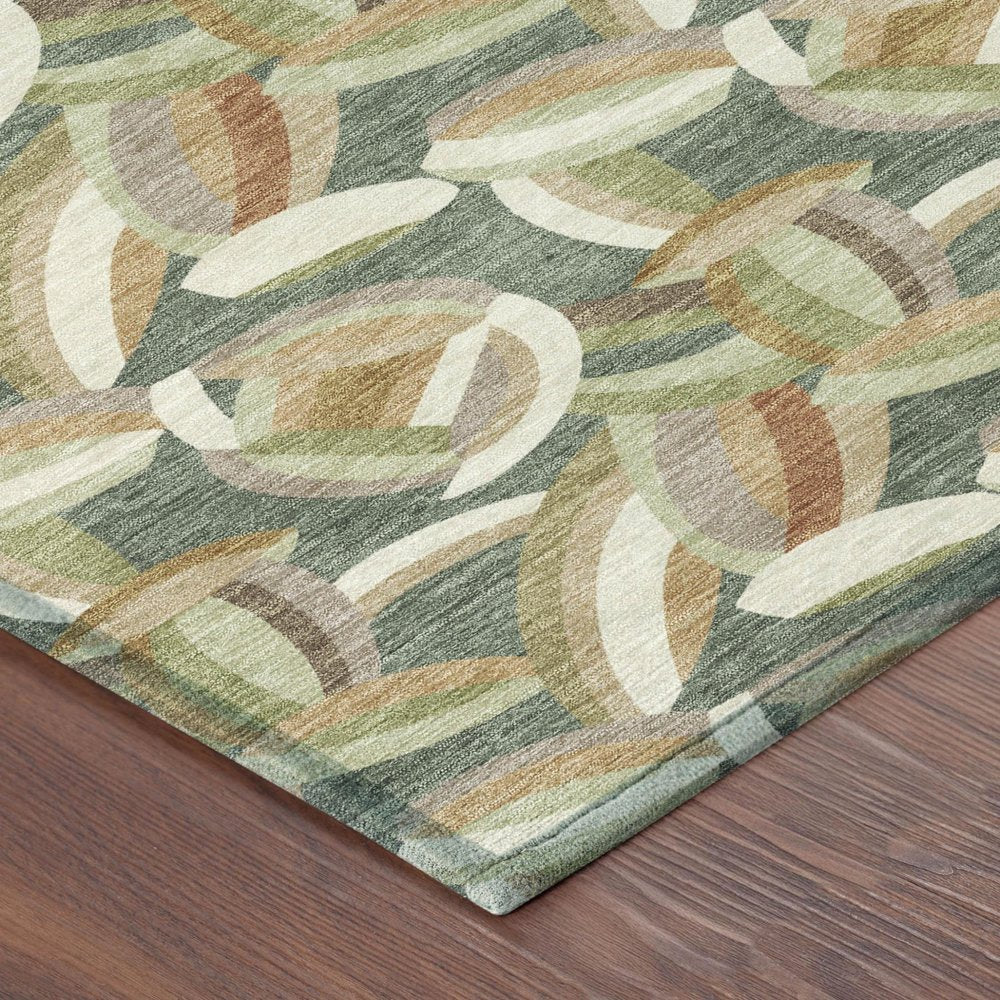 10' X 14' Green And Ivory Abstract Washable Indoor Outdoor Area Rug HomeRoots