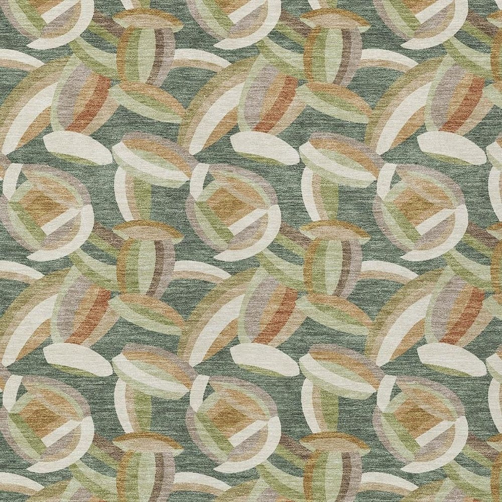 10' X 14' Green And Ivory Abstract Washable Indoor Outdoor Area Rug HomeRoots