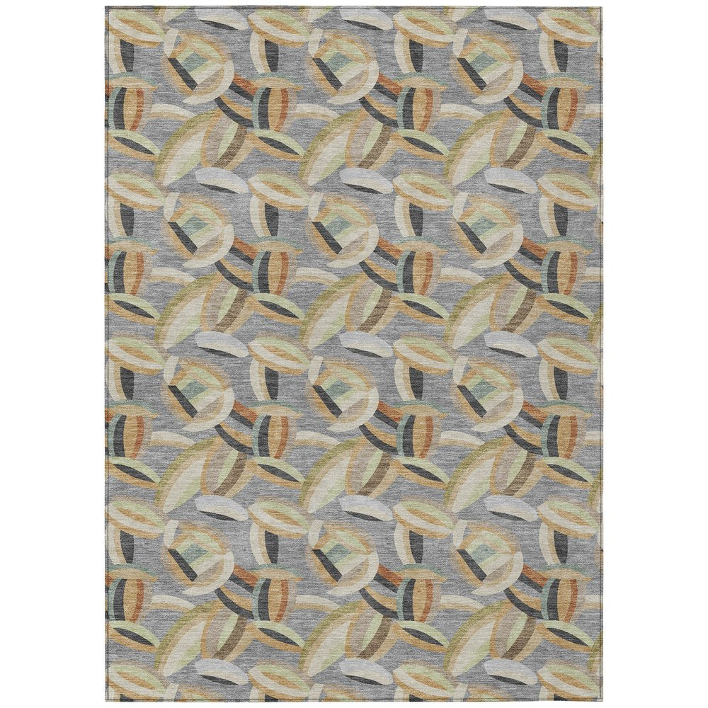 3' X 5' Gray And Charcoal Abstract Washable Indoor Outdoor Area Rug HomeRoots