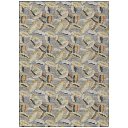 3' X 5' Gray And Charcoal Abstract Washable Indoor Outdoor Area Rug HomeRoots