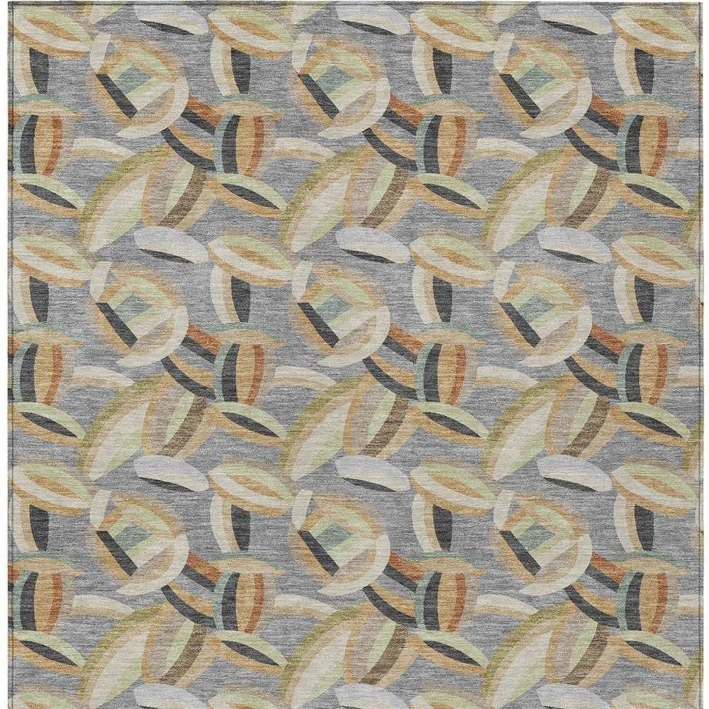 8' X 10' Gray And Charcoal Abstract Washable Indoor Outdoor Area Rug HomeRoots