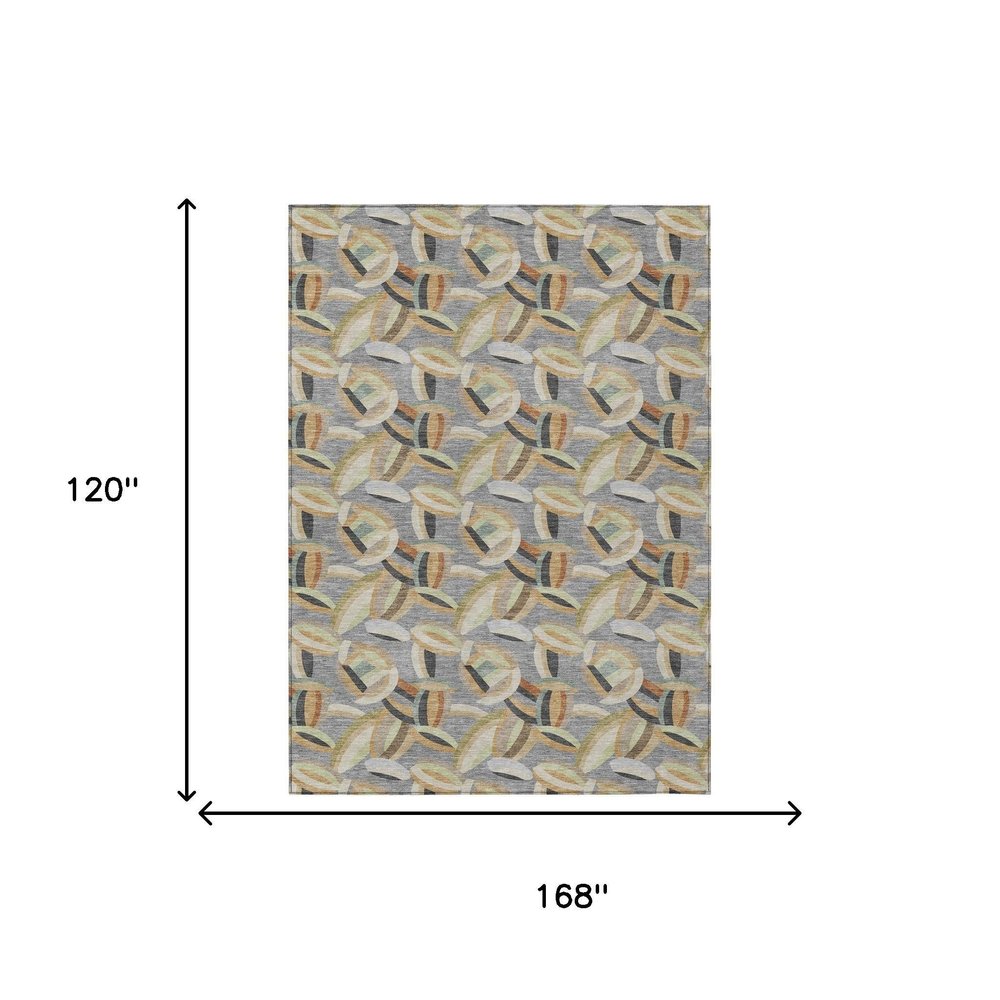 10' X 14' Gray And Charcoal Abstract Washable Indoor Outdoor Area Rug HomeRoots