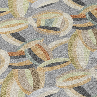 10' X 14' Gray And Charcoal Abstract Washable Indoor Outdoor Area Rug HomeRoots