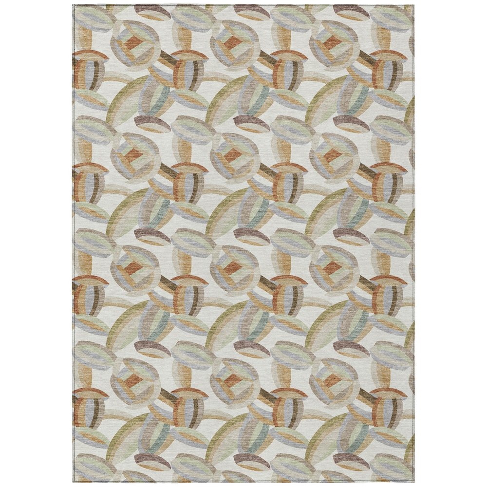 3' X 5' Ivory And Green Abstract Washable Indoor Outdoor Area Rug HomeRoots
