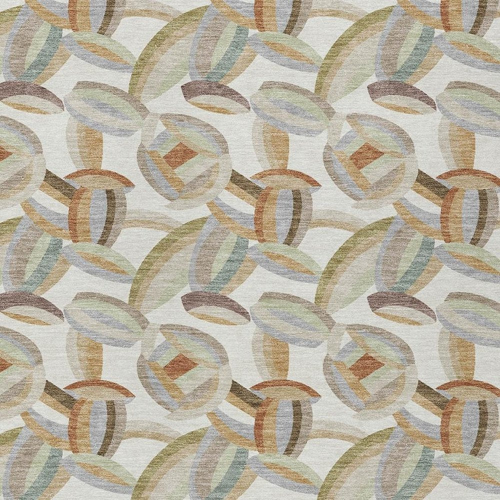 3' X 5' Ivory And Green Abstract Washable Indoor Outdoor Area Rug HomeRoots
