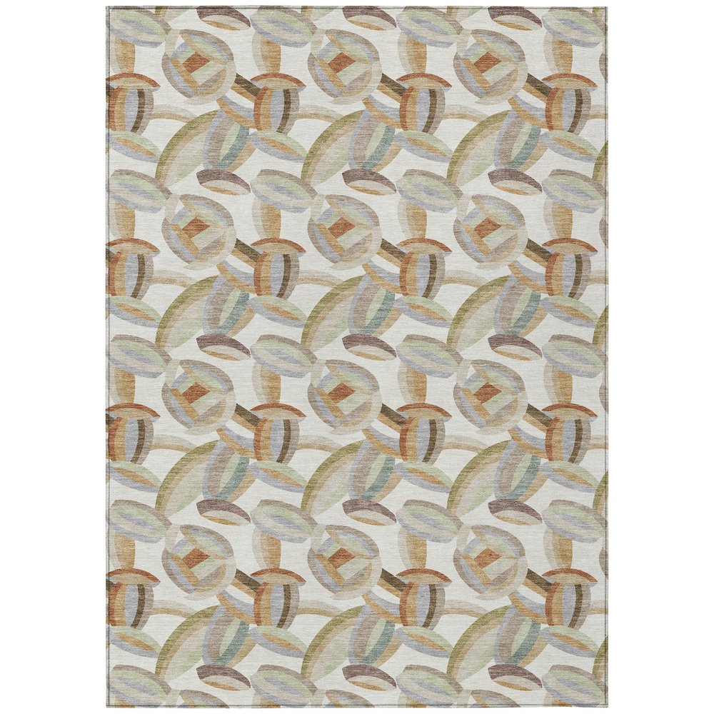 8' X 10' Ivory And Green Abstract Washable Indoor Outdoor Area Rug HomeRoots