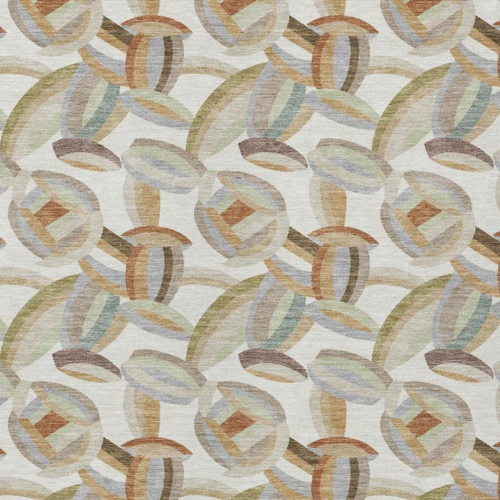 8' X 10' Ivory And Green Abstract Washable Indoor Outdoor Area Rug HomeRoots