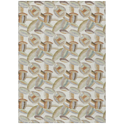 10' X 14' Ivory And Green Abstract Washable Indoor Outdoor Area Rug HomeRoots