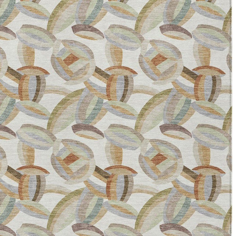 10' X 14' Ivory And Green Abstract Washable Indoor Outdoor Area Rug HomeRoots