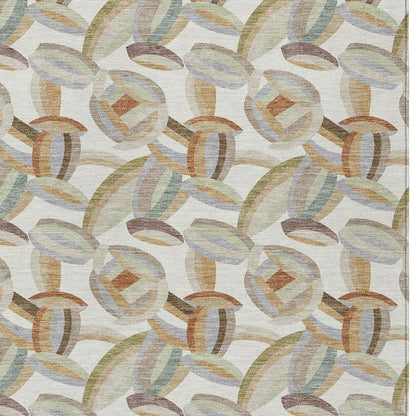 10' X 14' Ivory And Green Abstract Washable Indoor Outdoor Area Rug HomeRoots