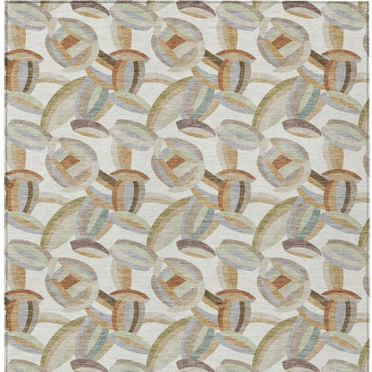 10' X 14' Ivory And Green Abstract Washable Indoor Outdoor Area Rug HomeRoots
