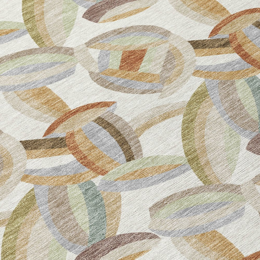 10' X 14' Ivory And Green Abstract Washable Indoor Outdoor Area Rug HomeRoots