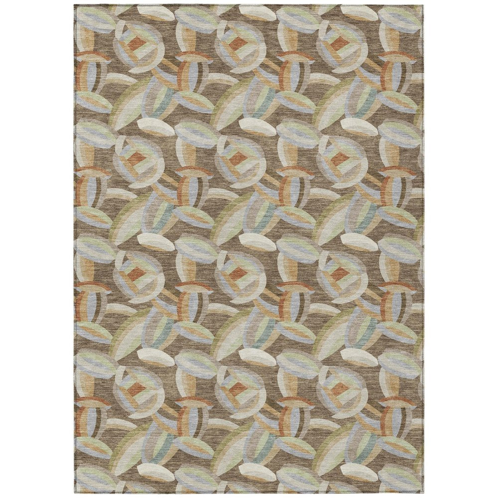 3' X 5' Brown And Ivory Abstract Washable Indoor Outdoor Area Rug HomeRoots