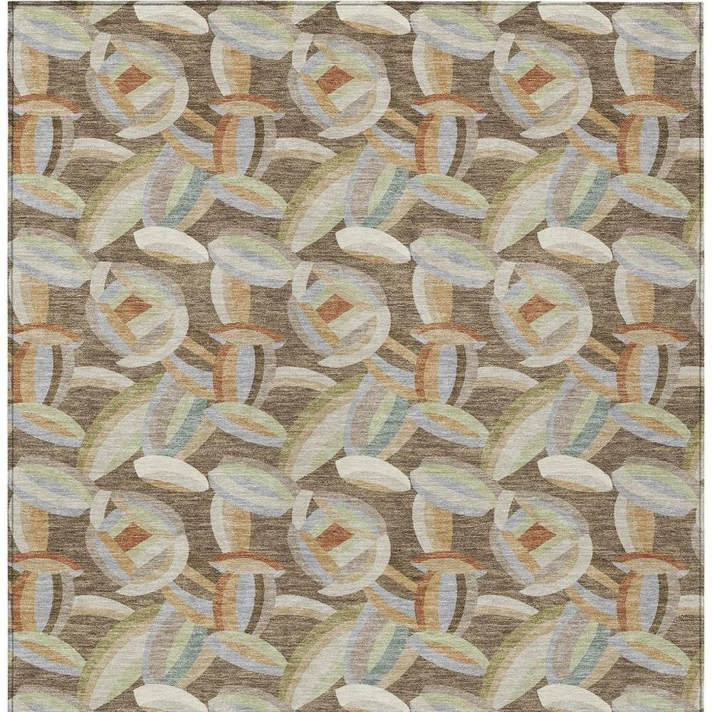 3' X 5' Brown And Ivory Abstract Washable Indoor Outdoor Area Rug HomeRoots