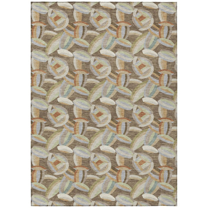 9' X 12' Brown And Ivory Abstract Washable Indoor Outdoor Area Rug HomeRoots