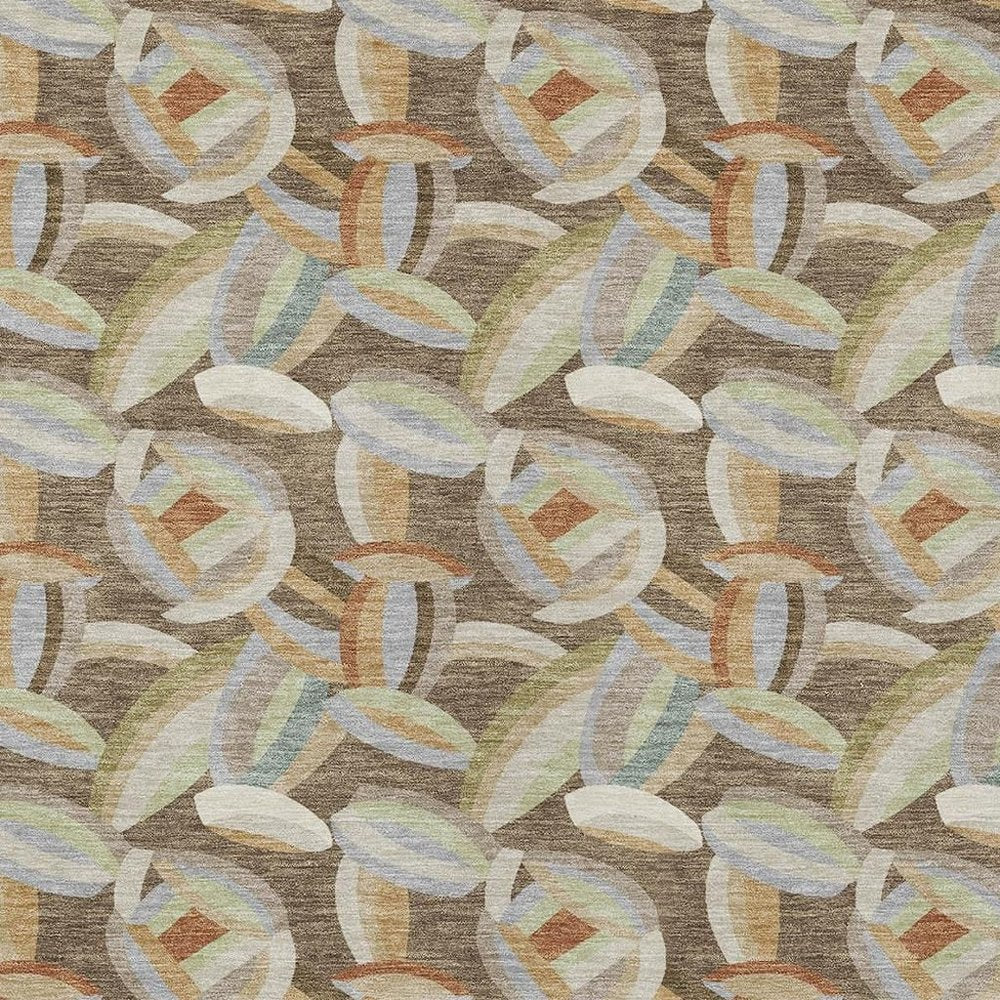 9' X 12' Brown And Ivory Abstract Washable Indoor Outdoor Area Rug HomeRoots