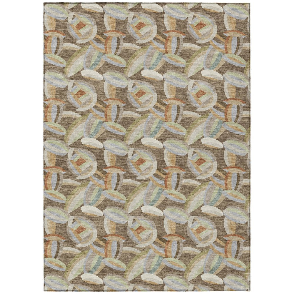 10' X 14' Brown And Ivory Abstract Washable Indoor Outdoor Area Rug HomeRoots