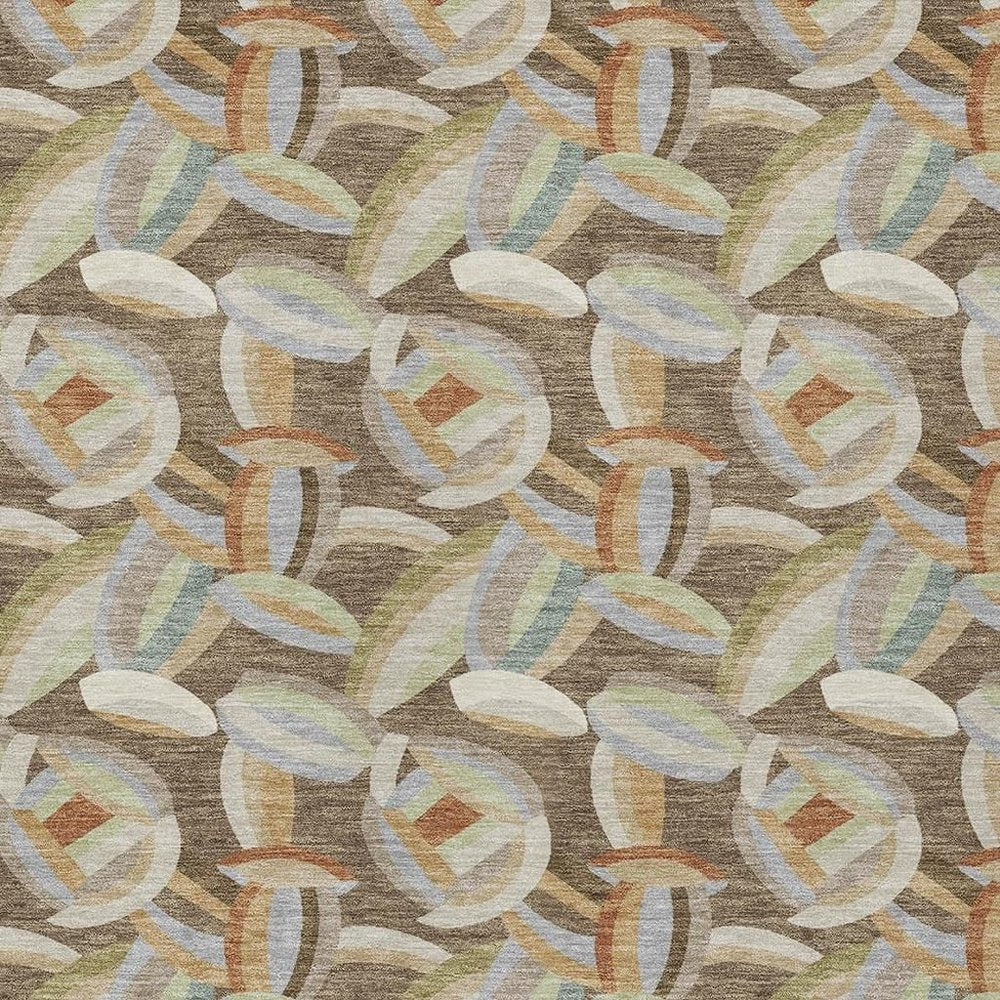 10' X 14' Brown And Ivory Abstract Washable Indoor Outdoor Area Rug HomeRoots