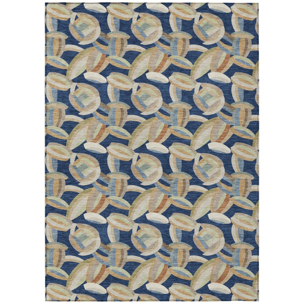 3' X 5' Navy Blue And Ivory Abstract Washable Indoor Outdoor Area Rug HomeRoots