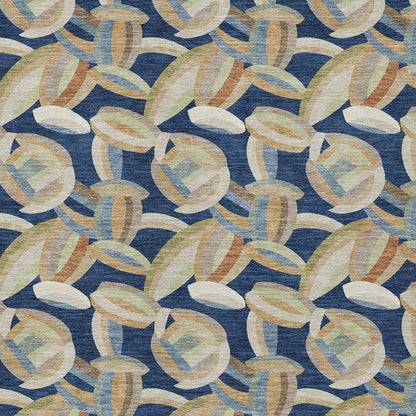 3' X 5' Navy Blue And Ivory Abstract Washable Indoor Outdoor Area Rug HomeRoots