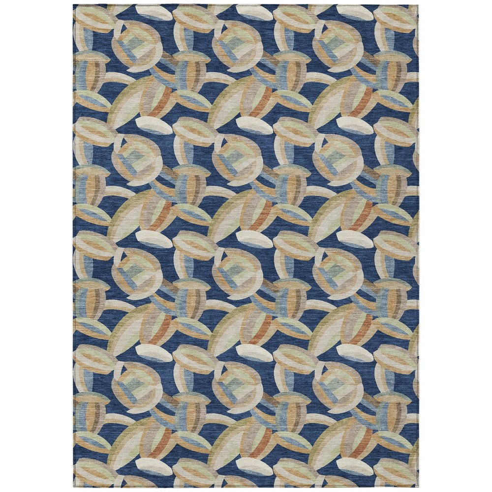 5' X 8' Navy Blue And Ivory Abstract Washable Indoor Outdoor Area Rug HomeRoots