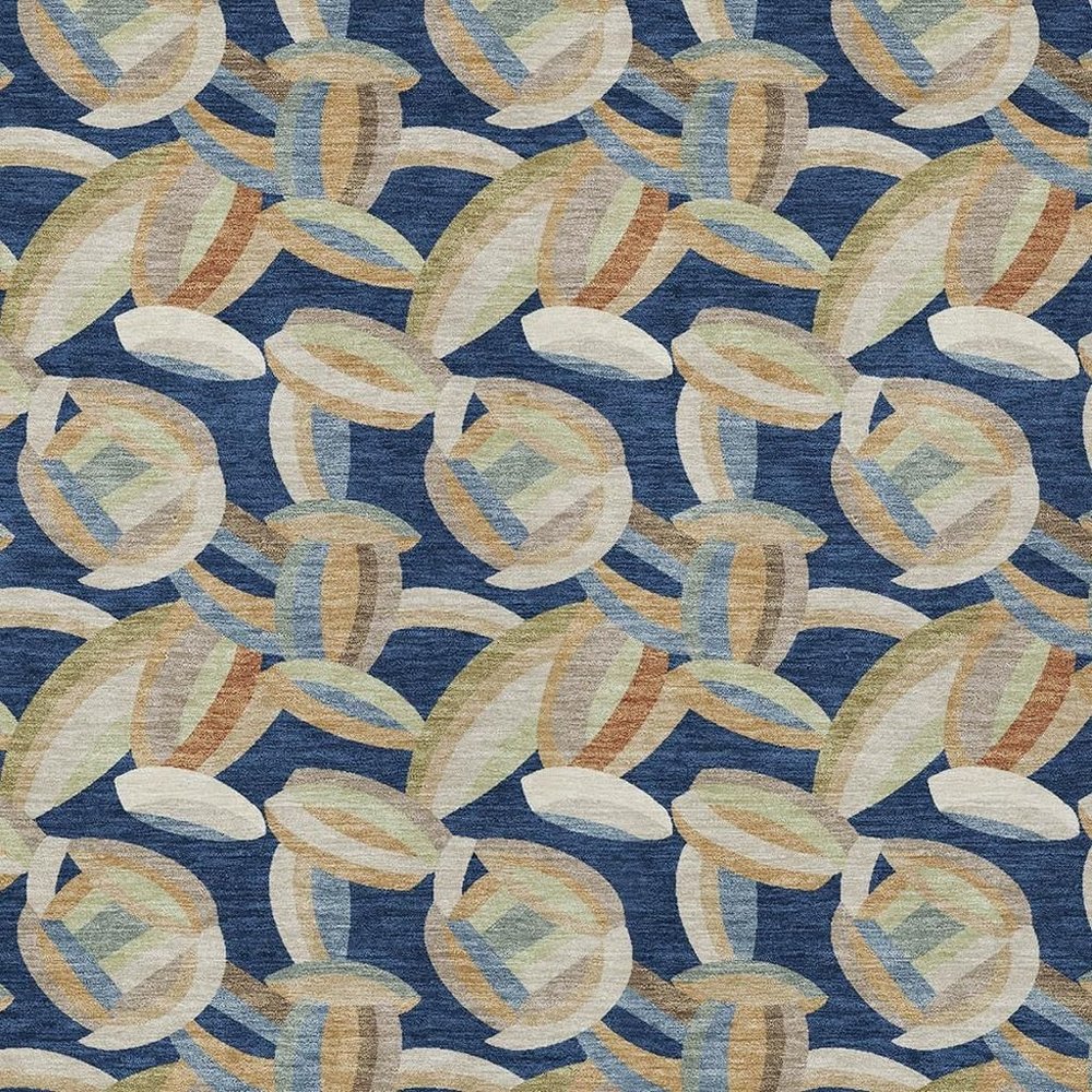 5' X 8' Navy Blue And Ivory Abstract Washable Indoor Outdoor Area Rug HomeRoots