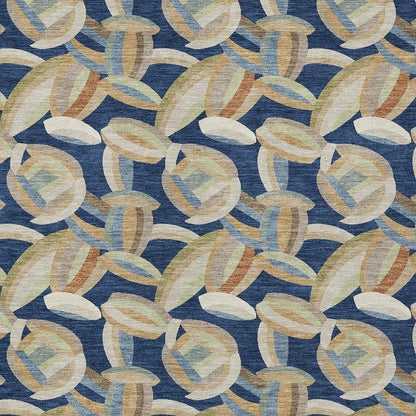 5' X 8' Navy Blue And Ivory Abstract Washable Indoor Outdoor Area Rug HomeRoots