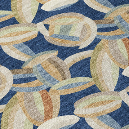 5' X 8' Navy Blue And Ivory Abstract Washable Indoor Outdoor Area Rug HomeRoots