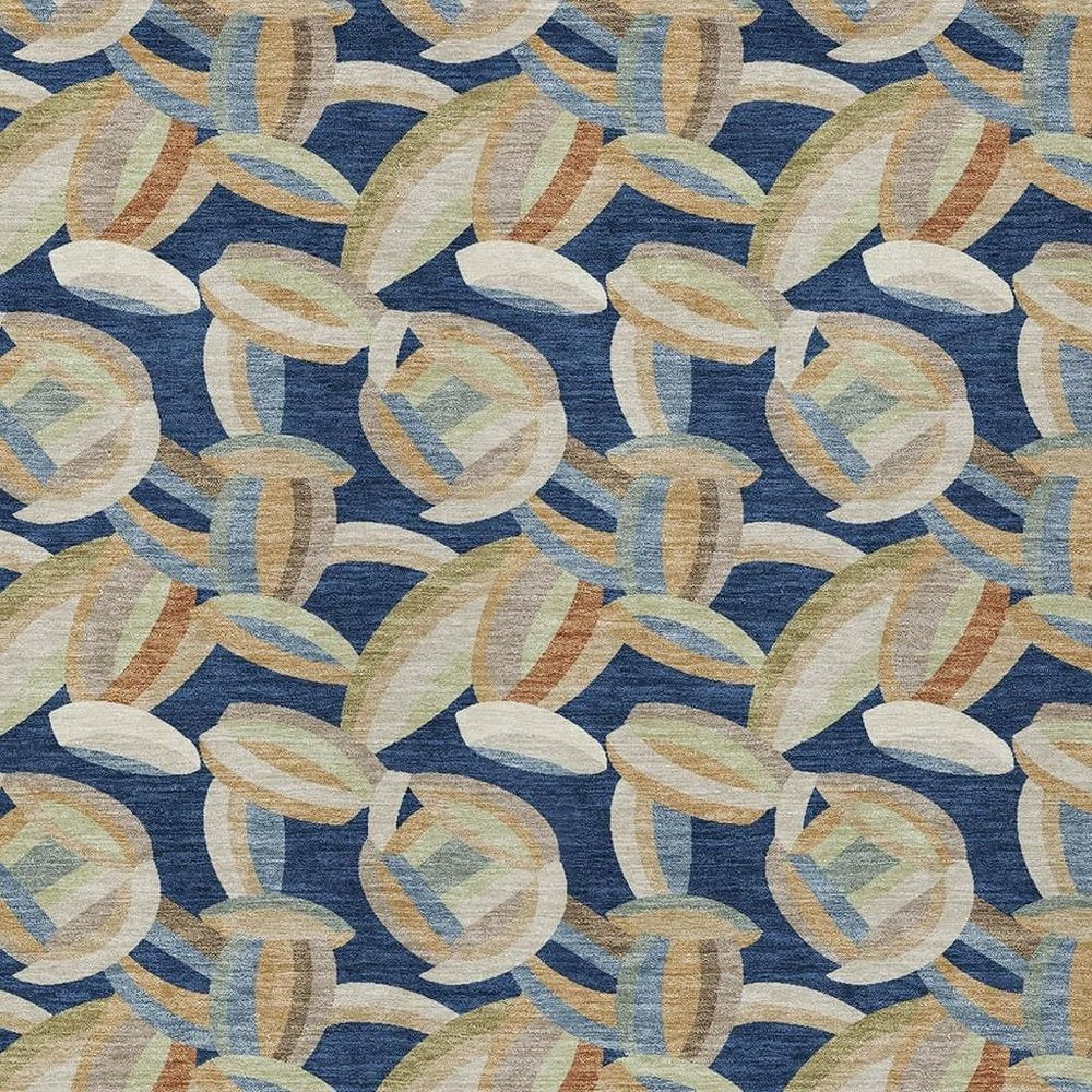 8' X 10' Navy Blue And Ivory Abstract Washable Indoor Outdoor Area Rug HomeRoots