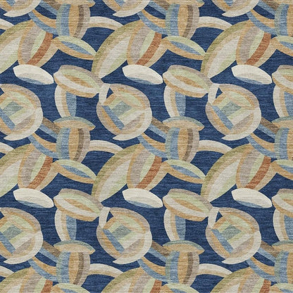 8' X 10' Navy Blue And Ivory Abstract Washable Indoor Outdoor Area Rug HomeRoots