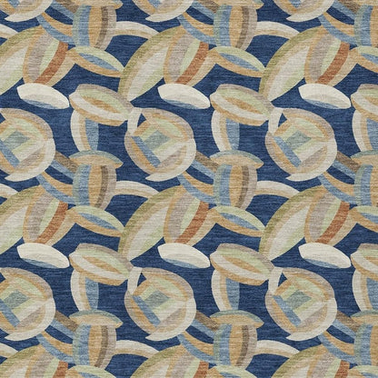 8' X 10' Navy Blue And Ivory Abstract Washable Indoor Outdoor Area Rug HomeRoots