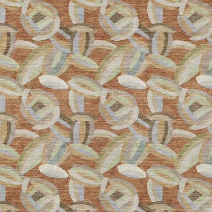 3' X 5' Orange And Brown Abstract Washable Indoor Outdoor Area Rug