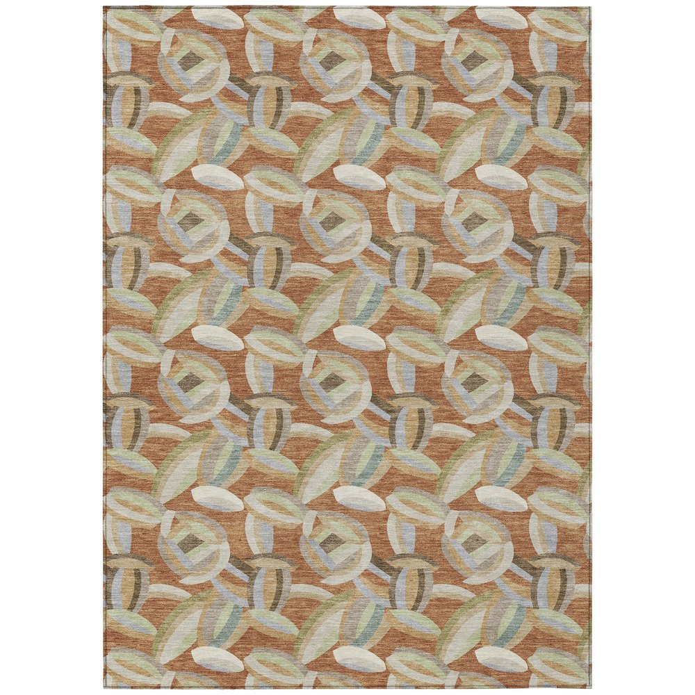 5' X 8' Orange And Brown Abstract Washable Indoor Outdoor Area Rug HomeRoots