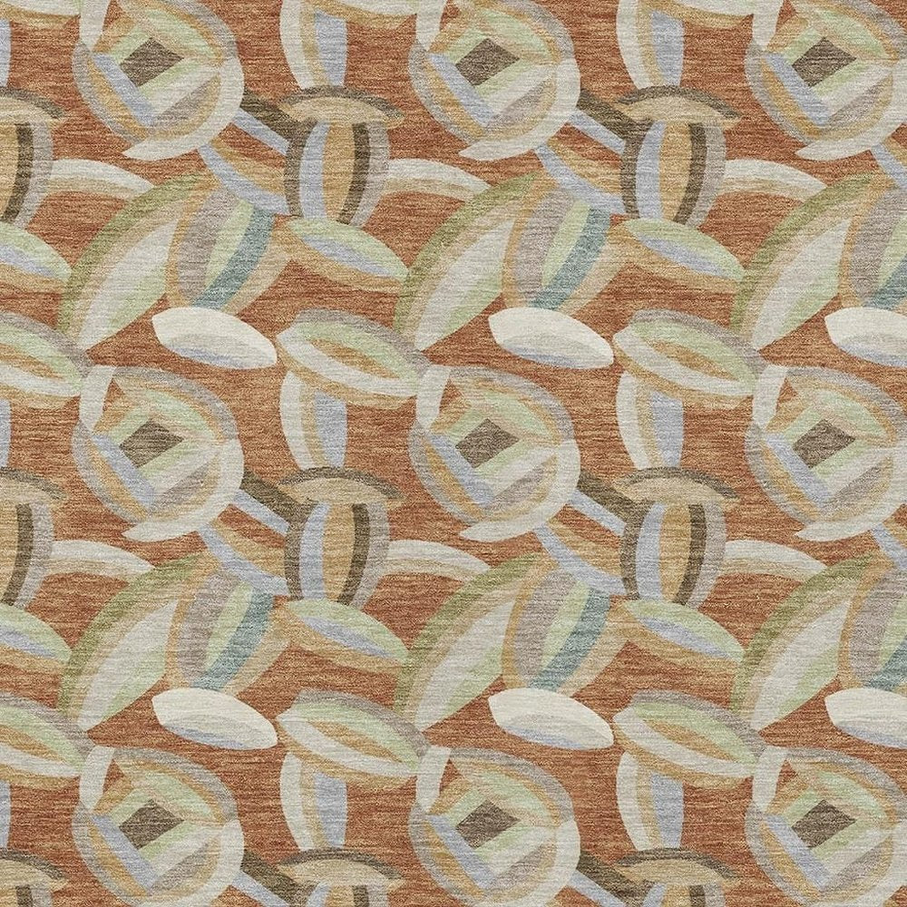 5' X 8' Orange And Brown Abstract Washable Indoor Outdoor Area Rug HomeRoots