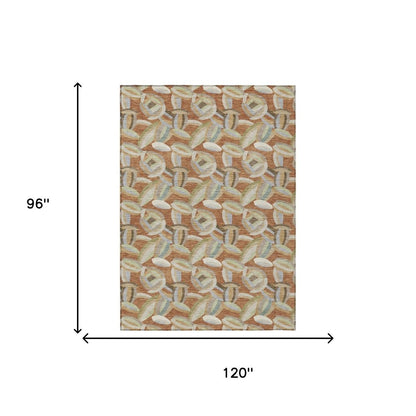 8' X 10' Orange And Brown Abstract Washable Indoor Outdoor Area Rug HomeRoots