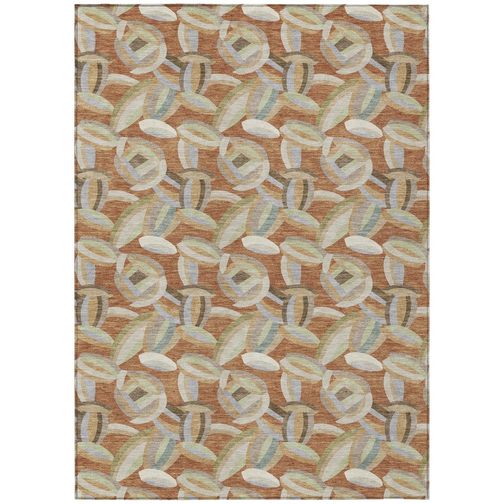 8' X 10' Orange And Brown Abstract Washable Indoor Outdoor Area Rug HomeRoots
