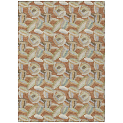 8' X 10' Orange And Brown Abstract Washable Indoor Outdoor Area Rug HomeRoots