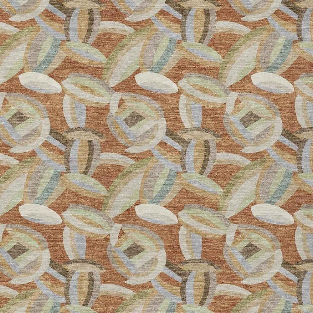 8' X 10' Orange And Brown Abstract Washable Indoor Outdoor Area Rug HomeRoots