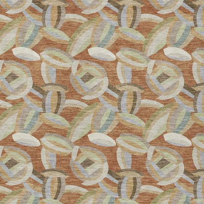 8' X 10' Orange And Brown Abstract Washable Indoor Outdoor Area Rug HomeRoots