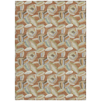 8' X 10' Orange And Brown Abstract Washable Indoor Outdoor Area Rug HomeRoots