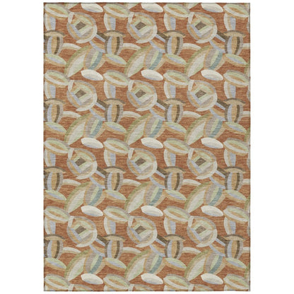 9' X 12' Orange And Brown Abstract Washable Indoor Outdoor Area Rug HomeRoots