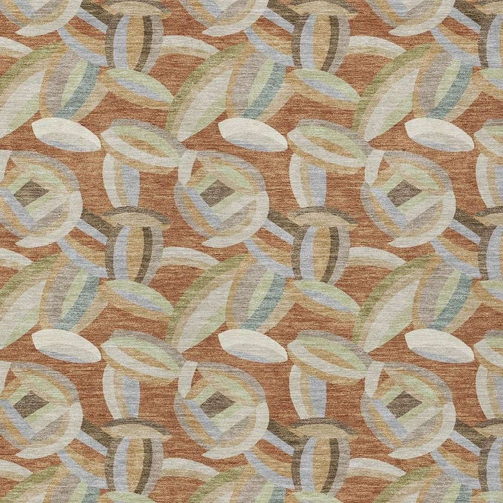 9' X 12' Orange And Brown Abstract Washable Indoor Outdoor Area Rug HomeRoots