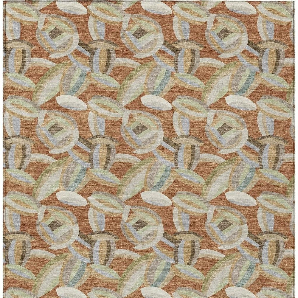 9' X 12' Orange And Brown Abstract Washable Indoor Outdoor Area Rug HomeRoots