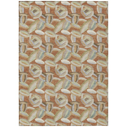 10' X 14' Orange And Brown Abstract Washable Indoor Outdoor Area Rug HomeRoots